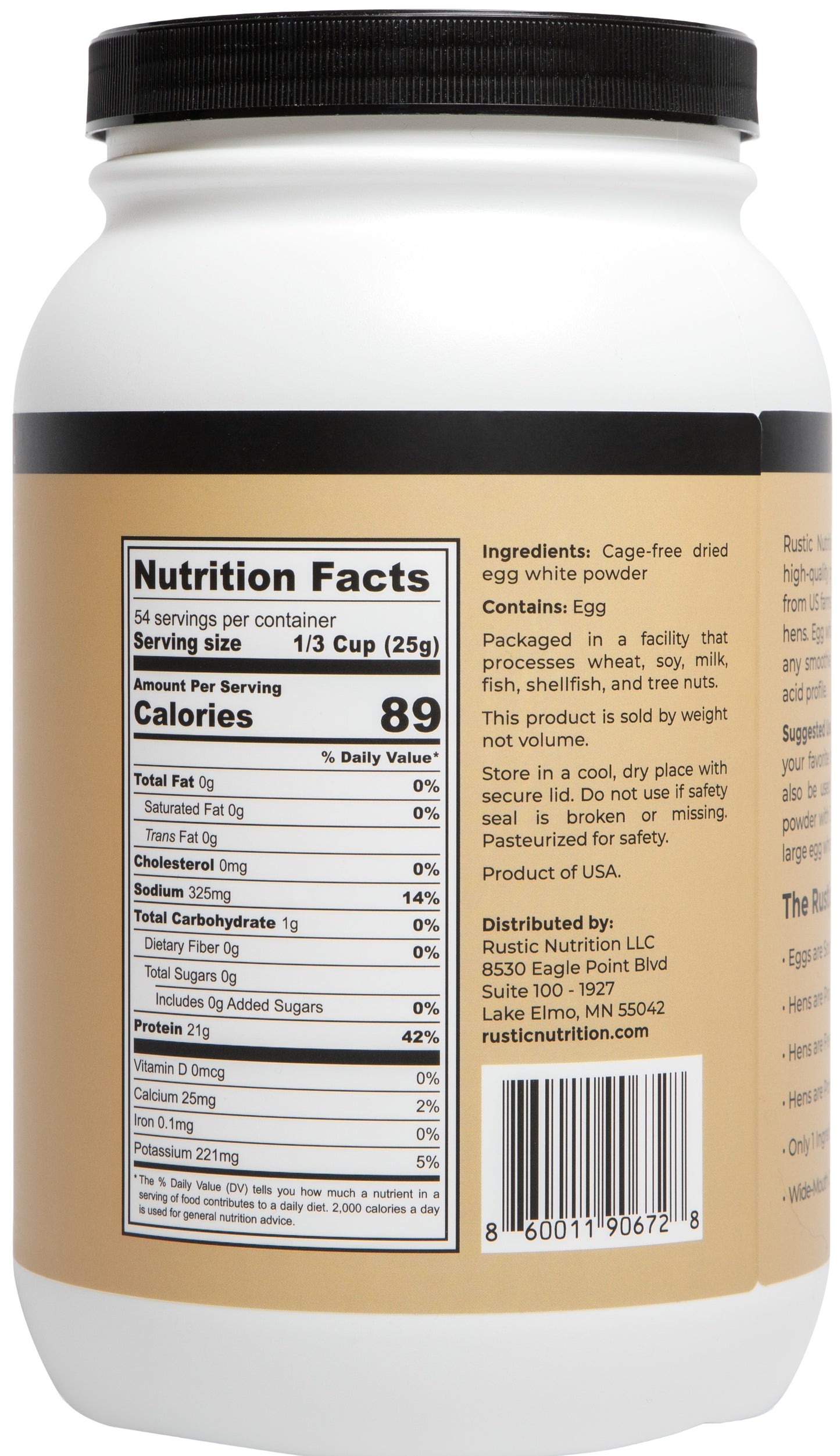 Rustic Nutrition - Cage-Free Egg White Protein Powder