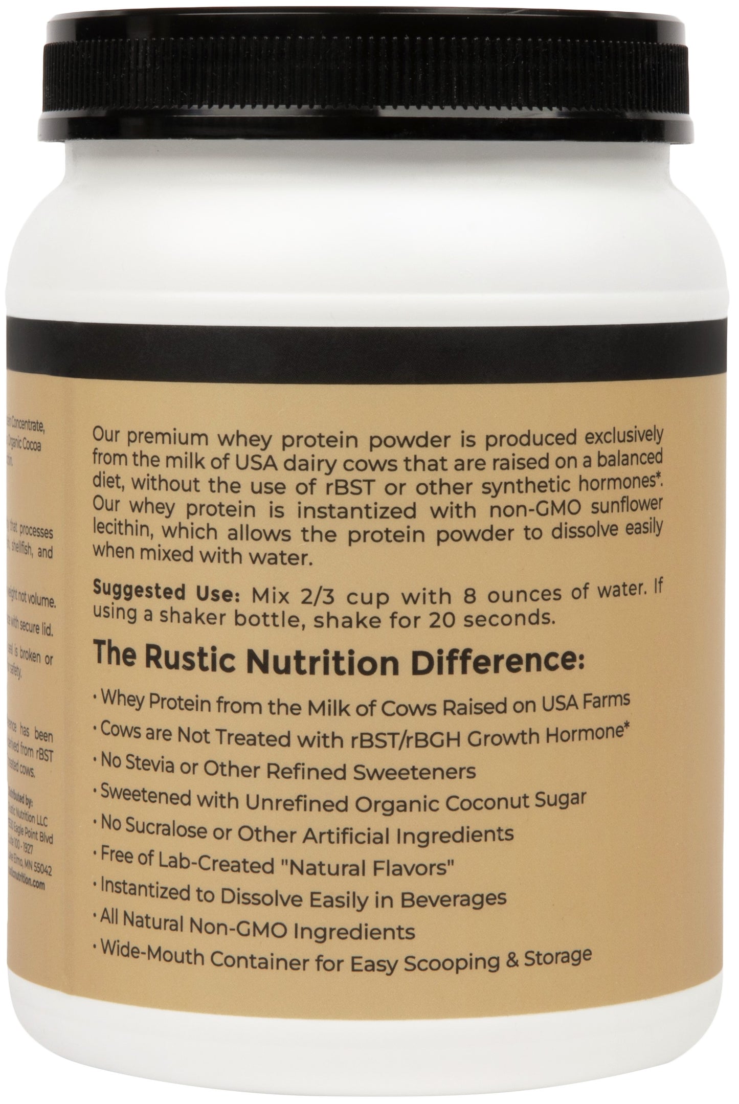 Premium Whey Protein Powder, USA-Sourced, No RBST/RBGH, No Stevia or Sucralose, Instantized, Non-GMO, Soy & Gluten Free