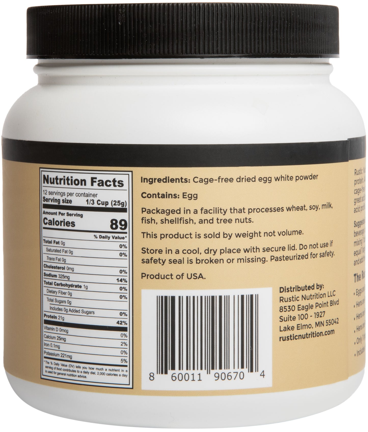 Rustic Nutrition - Cage-Free Egg White Protein Powder