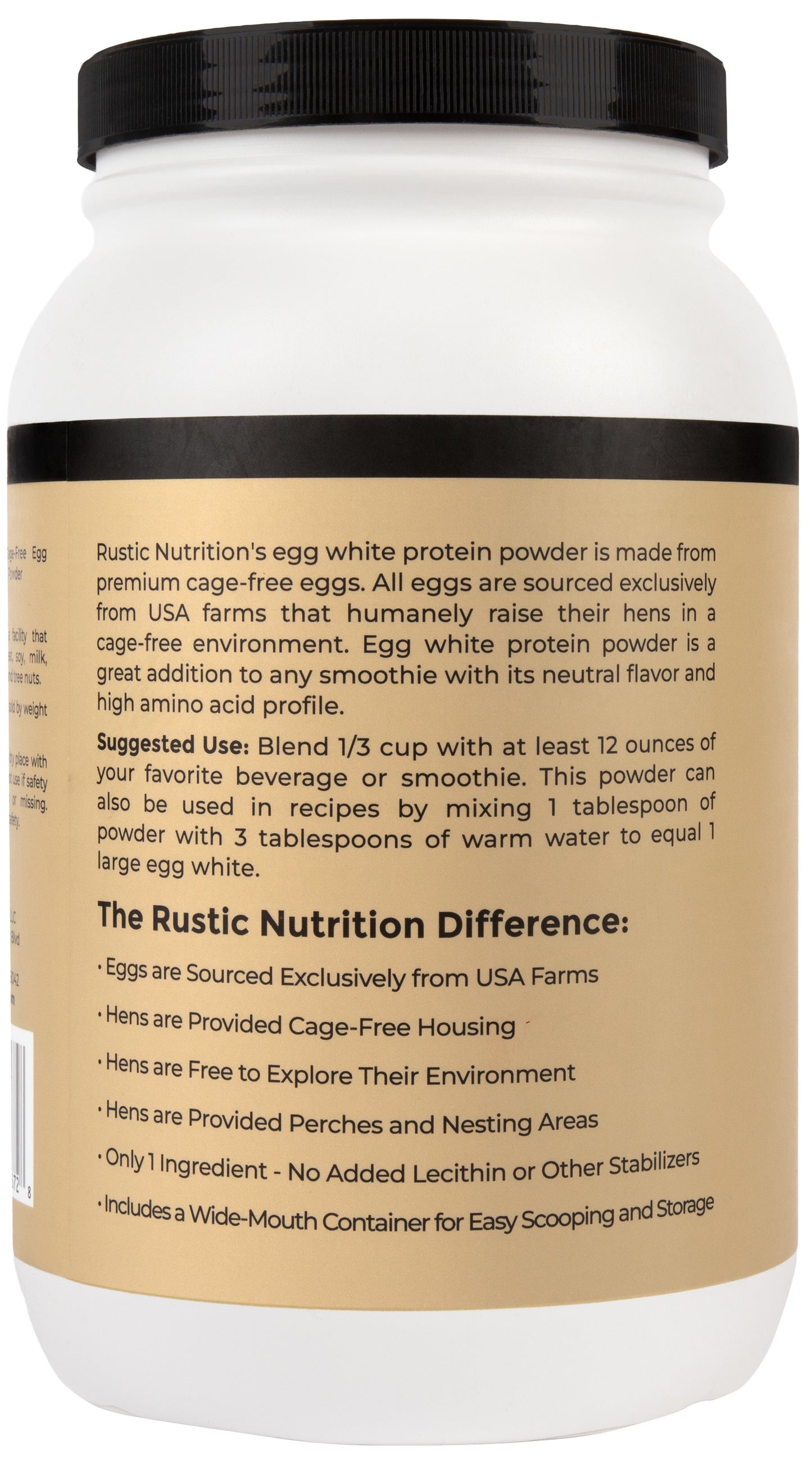 Premium Cage-Free Egg White Protein Powder, USA-Sourced, Humanely-Raised, 21g Protein, 0g Fat, 0g Sugar, 0g Cholesterol (Unflavored)