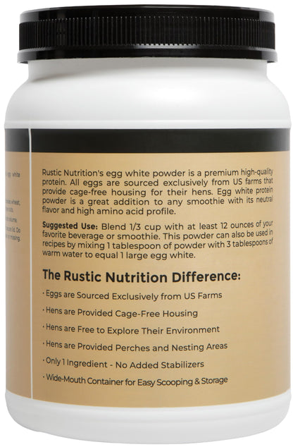 Cage-Free Egg White Protein Powder, Made in USA from Humanely-Raised Cage-Free Eggs, Only 1 Ingredient, Dried Egg Whites (Unflavored, 10.5 Oz)