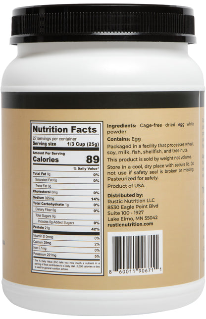 Rustic Nutrition - Cage-Free Egg White Protein Powder